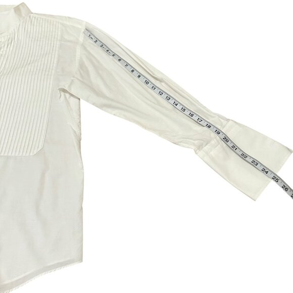 Ermenegildo Zegna Fold Front French Cuff Dress Shirt Solid White Button Up Size - Picture 7 of 8